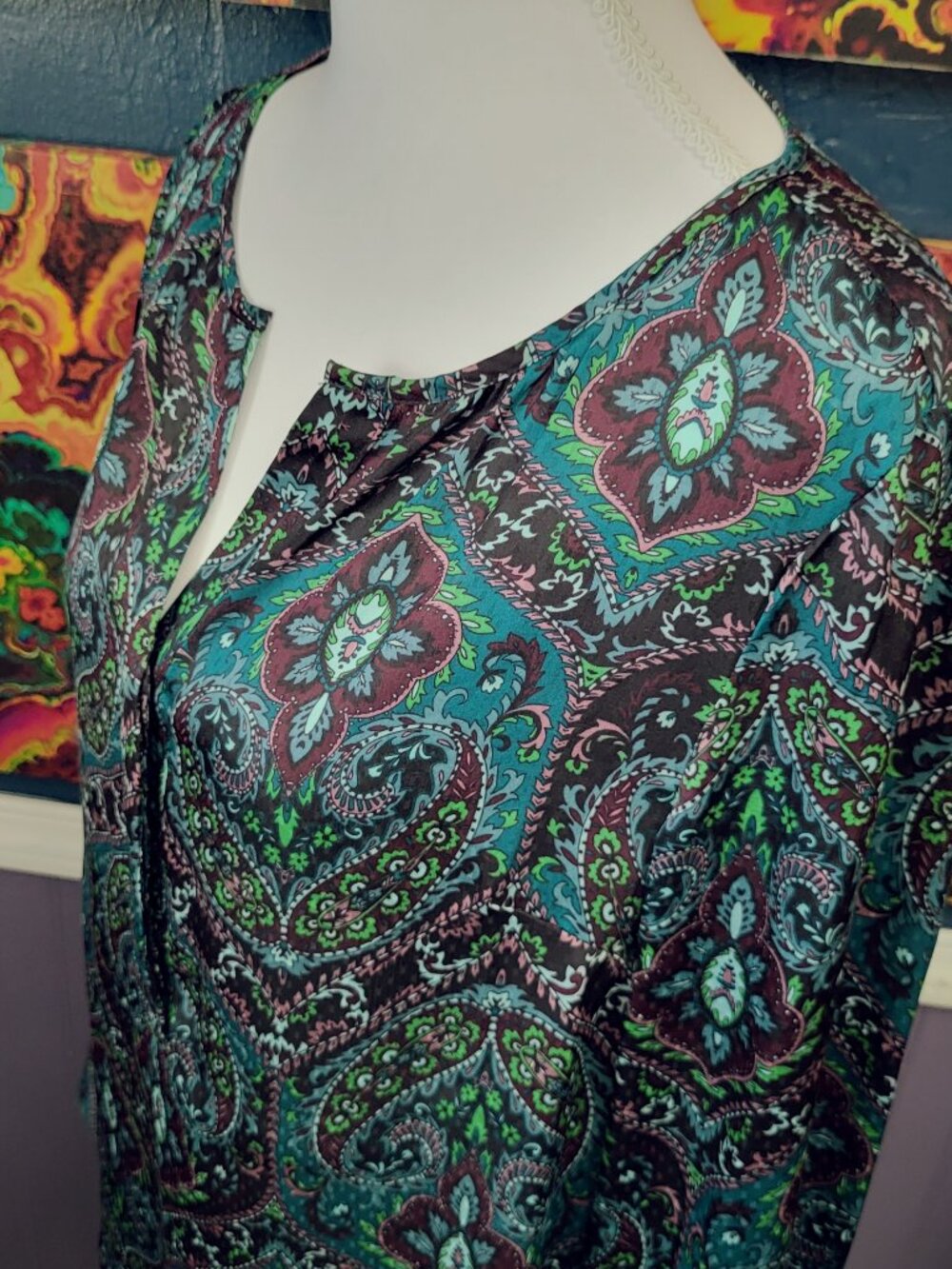 Talbots Petites ~ Sz MP ~ Paisley Print Top / Blouse ~ Excellent Condition - Picture 3 of 10
